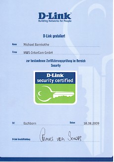 D-Link Sicherheitszertifikat (security certified)