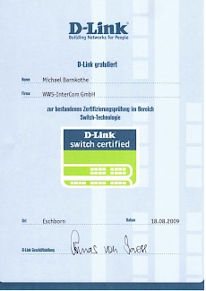WWS-InterCom D-Link Switch-Technologie-Zertifikat (switch certified)