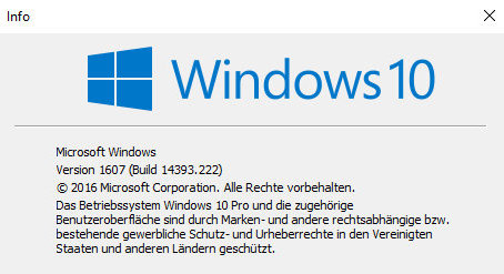 Windows 10 Version 1607 Build