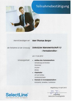 Unser Administrator Thomas Berger ist von SelectLine zertifiziert.